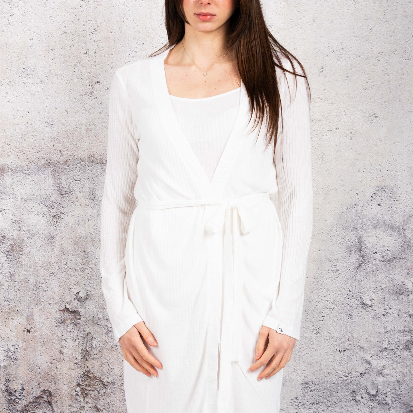 Ribbed Dressing Gown - Faith White